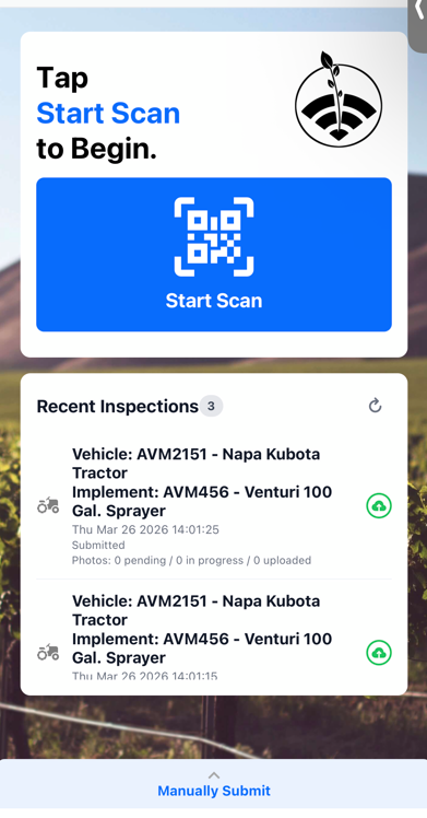 Scan button and Start Scan screen